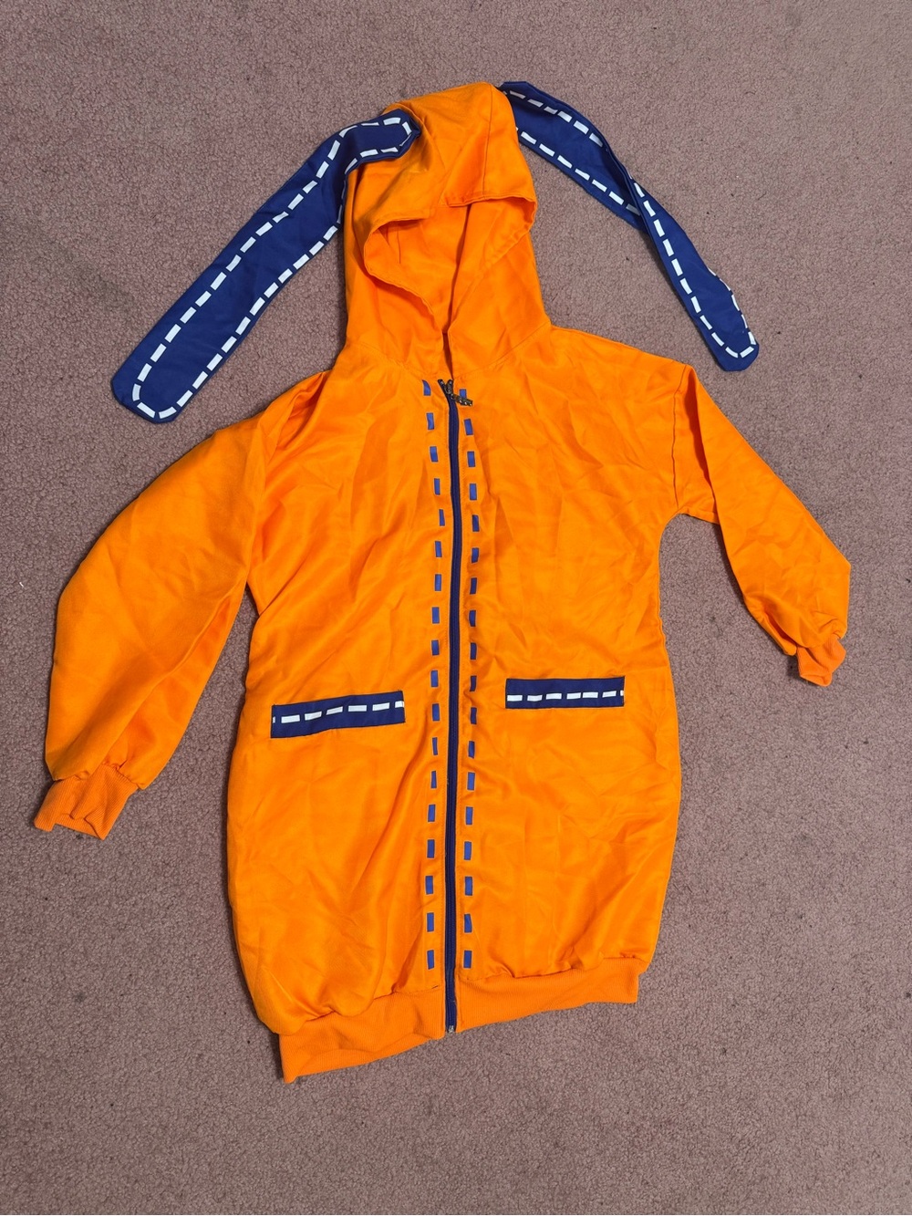 Bright Orange Bunny-Ear Zip Hoodie